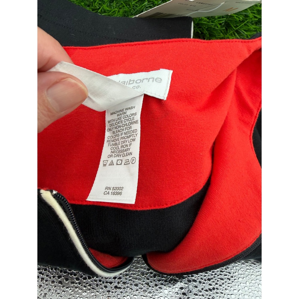 Liz Claiborne Liz & Co Womens Black Red Quarter Zip Long Sleeve Top M NEW - Picture 4 of 8
